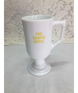 Vintage The Curtis Hotel White Glass Pedestal Mug Cup - £7.52 GBP