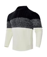 ACM- Men&#39;s Casual Color Block Long Sleeve Cable Knit Pullover Sweater Bl... - $45.57 CAD
