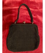 Vintage Pin Up 1950&#39;s Black Caviar Beadette by Lumured Purse Handbag Clutch - £24.93 GBP