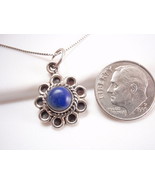 Lapis 925 Sterling Silver Pendant with Rope Style Accent Perimeter Blue New - £8.62 GBP