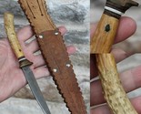 Antique early 1900&#39;s Handmade knife antler brass stacked sheath HAND FORGED - $169.99