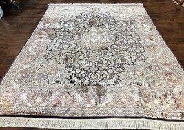 Silk Indian Kashmiri Rug 8x9 Floral Medallion Handmade Vintage Silk Carpet - £4,756.16 GBP