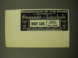 1959 Crescendo and Interlude Nightclubs Ad - Christine Jorgensen Nina Simone - £14.76 GBP