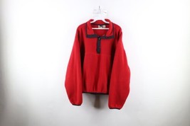 Vintage 90s Woolrich Mens Size XL Blank Snap Button Fleece Pullover Sweater Red - £35.56 GBP