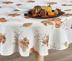 Printed Linen Tablecloth 60&quot;x84&quot; Oblong, Harvest, Falling Leaves, Autumn Hues,Bm - £19.83 GBP