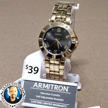Armitron Woman&#39;s Genuine Crystal Accented Gold-Tone Watch - 75/5813BKGP ... - $33.99