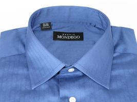 Men Mondego 100% Soft Cotton Dress Business shirt B300 French Blue Herringbone image 6