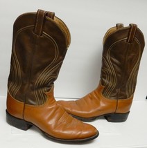 VTG Tony Lama (?) Western Cowboy Boots 2 Tone Leather 4105  Brown Men&#39;s ... - $98.00