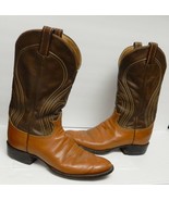 VTG Tony Lama (?) Western Cowboy Boots 2 Tone Leather 4105  Brown Men&#39;s ... - £77.90 GBP