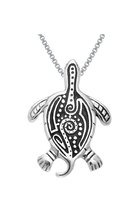Jewelry Trends Aboriginal Turtle Tribal Design Sterling Silver Pendant Necklace  - £32.43 GBP