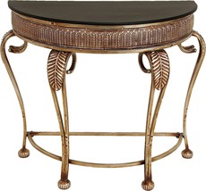 Deco 79 Metal Half Moon Console Table With Ornate Scroll Legs, 41&quot; X 19&quot; X, Gold - £138.28 GBP