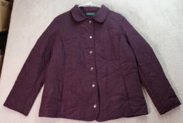 Lemon Grass Studio Coat Women XL Purple Floral Long Sleeve Collared Button Front - £10.37 GBP