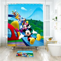 Disney Mickey Mouse 6 Shower Curtain Bath Mat Bathroom Waterproof Decorative - £18.32 GBP+