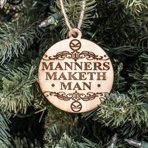 Ornament - Manners Maketh Man - Raw Wood 3x3in - £10.72 GBP