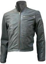 Handmade Men Classical Biker Grey Short Leather Jacket Men - £143.84 GBP
