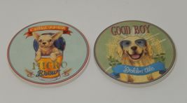 Set of 2 Dog Coasters Ceramic Cork Micro Brew Golden Ale Chihuahua - $9.85