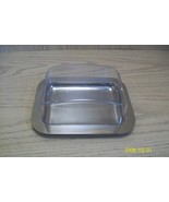 Vintage Butter Cheese Dish Silver Tone Metal with Plastic Lid - £7.88 GBP