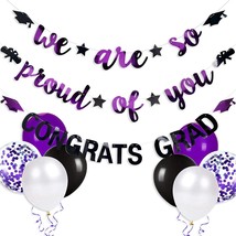 Purple Black 2023 Graduation Party Decorations We Are So Proud Of You Congrats G - £20.35 GBP