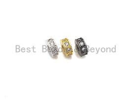 Big Hole CZ Pave Donut beads, Cubic Zirconia Spacer Beads, European Large hole - $1.90