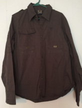 Black Label Gun Metal shirt snap close size XL men long sleeve brown poc... - $17.81