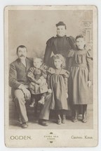 Antique c1880s Two Cabinet Cards Showing Family of 5 Through the Years Canton KS - £18.40 GBP