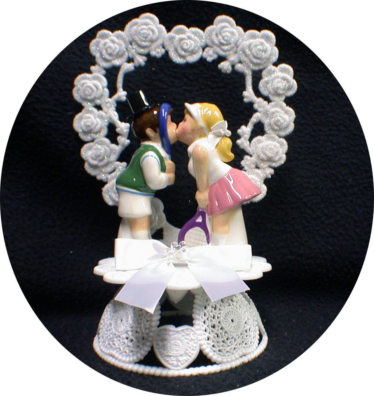 Tennis Players Sport adorable Funny Wedding Cake Topper funny Outdoor Luv to Luv - $39.40