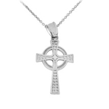 Fine Sterling Silver Celtic Cross Pendant Necklace Made in USA 16&quot;,18&quot;,20&quot; - £25.17 GBP+
