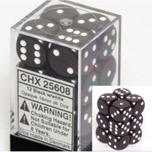 Chessex Manufacturing 25608 Opaque Black With White - 16 mm Six Sided Di... - £12.09 GBP
