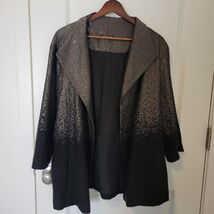 Eileen Fisher Women's Open Front Ombre Metallic Jacket XL Black Grey 3/4... - $34.64