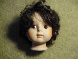 Vintage Porcelain Brown Hair Girl Doll Head 3 1/2&quot; Tall - £17.55 GBP