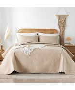 Queen Quilt Bedding Set,Beige Ultrasonic Full/Queen, 1 Quilt,2 Pillow Shams - $41.99
