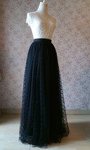 Black Tulle Maxi Skirt Outfit Women Custom Plus Size Black Dot Tulle Skirt image 6