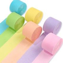 Crepe Paper Streamers 6 Rolls 492Ft, Pack Of Party Streamers In 6 Pastel Colors  - £11.98 GBP