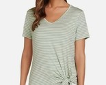 Matty M Ladies&#39; Size Medium, Twist Knot Top, Light Green Stripe - $12.99