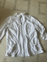 White Zenergy CHICO&#39;S  3/4 Sleeve Zip Front Sweatshirt Sz  3  XL Stand Up Collar - £20.28 GBP