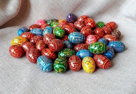 Set of 8 Small Easter Wooden eggs Pysanky Pysanka Handmade Gift Present ... - £7.04 GBP