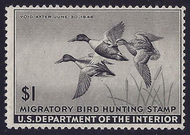 RW12 - $1 F-VF &quot;Shoveler&quot; Duck Stamp Mint NH Cat $100 - $42.99