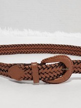 Vintage Belt Women S M Dark Tan Brown Braided Belt Buckle - £14.29 GBP