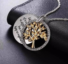 Lovely Our Family Tree Pendant Necklace with Engraved Sentiment  - £6.38 GBP