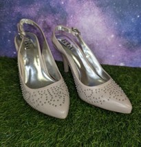 Reba Adrian051 French Taupe Slingback Leather Pump Heels Women&#39;s Shoes S... - $16.38