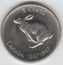 1967 Bunny Rabbit Canadian Nickel coin Age 57 KM#66 Free Gift for you if picked. - £0.00 GBP