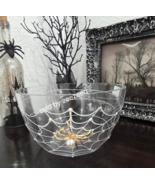 Halloween Jeweled Pearl Gold Spider Glass Serving Bowl Candy Bowl Spider... - $59.99