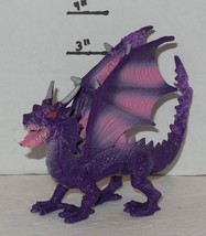 Vintage Purple Pink Dragon Solid 3&quot; PVC Plastic Action Figure VHTF Cake Topper - £11.74 GBP