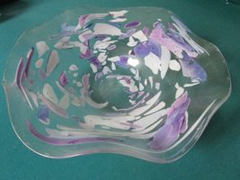 Stephen R. Nelson contemporary glass art centerpiece bowl purple - $123.47