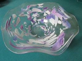 Stephen R. Nelson contemporary glass art centerpiece bowl purple - £97.12 GBP