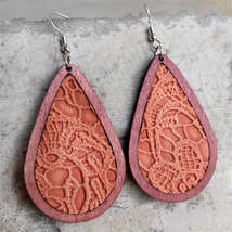 Orange &amp; Red Lace-Textured Teardrop Earrings - $13.99