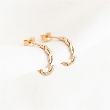 Gold Filled Woven Hoop Earrings Boho Twist Hoop Earrings Minimalist Jewelry Tarn - £43.29 GBP