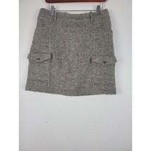 Eddie Bauer Wool Blend Skirt 8 Womens Grey White Above Knee Lined Pockets - $28.60
