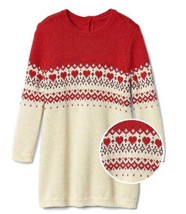 Baby Gap Girl Red Cream Fair Isle Yoke Long Sleeve Crew Neck Sweater Dress 6-12M - £19.77 GBP