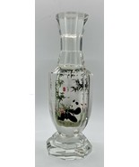 vintage reverse painted Chinese panda Jacarte crystal vase With Original... - $54.45